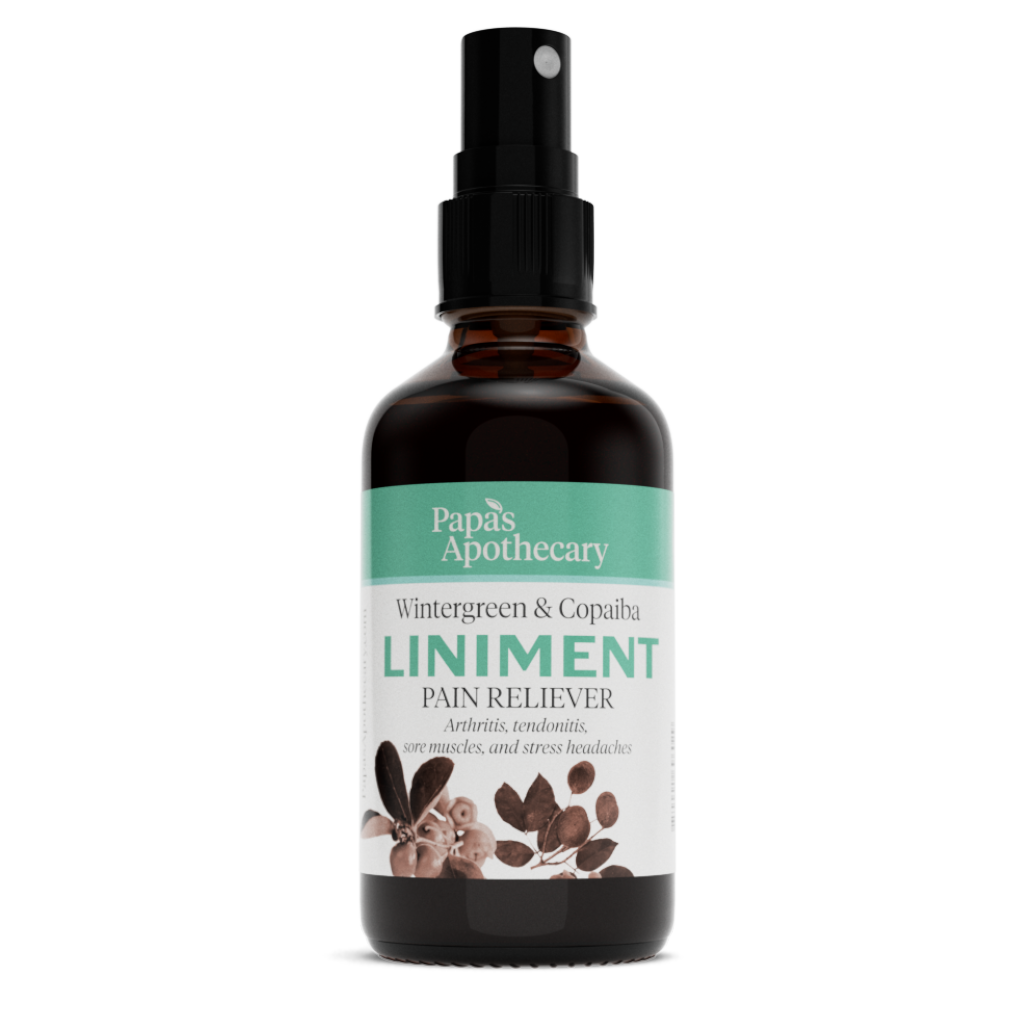 Wintergreen and Copaiba pain relieving liniment spray on
